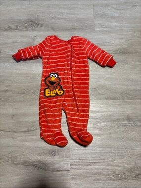Sesame Street Elmo Red White Striped Plush Footed One-Piece